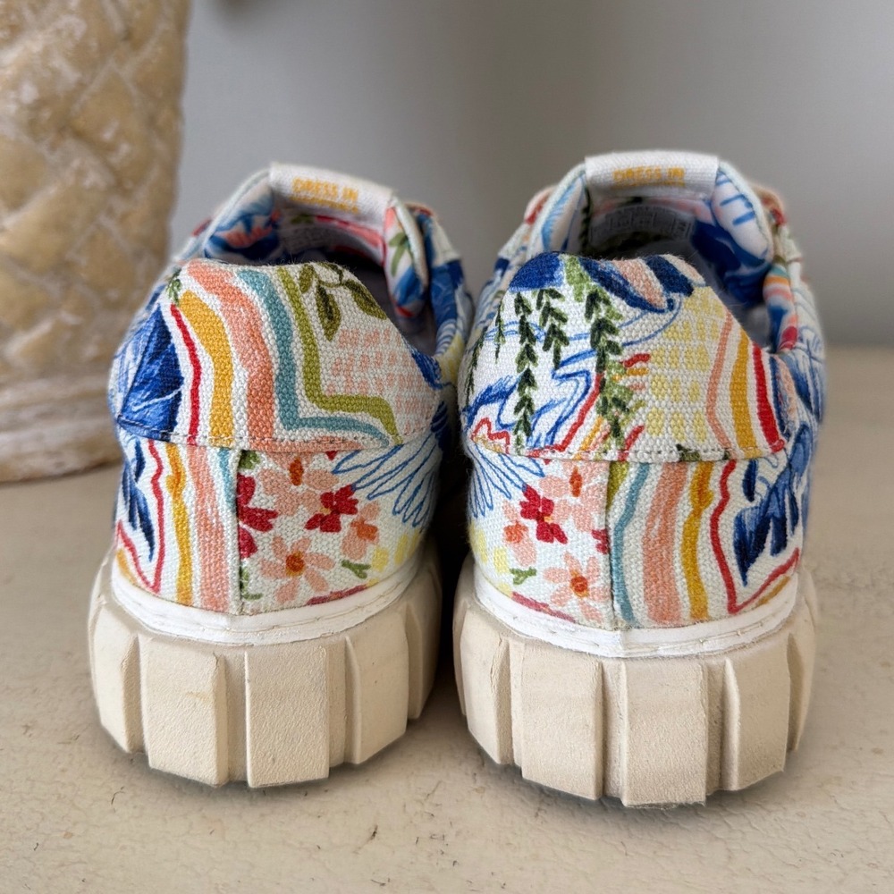 Farm Rio Women Sz 10 Tropical Floral Bird Canvas Platform Sneakers Multicolor - Picture 5 of 11